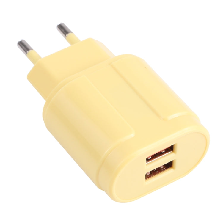 13-22 2.1A Dual USB Macaroni Travel Charger EU Plug (Jaune)