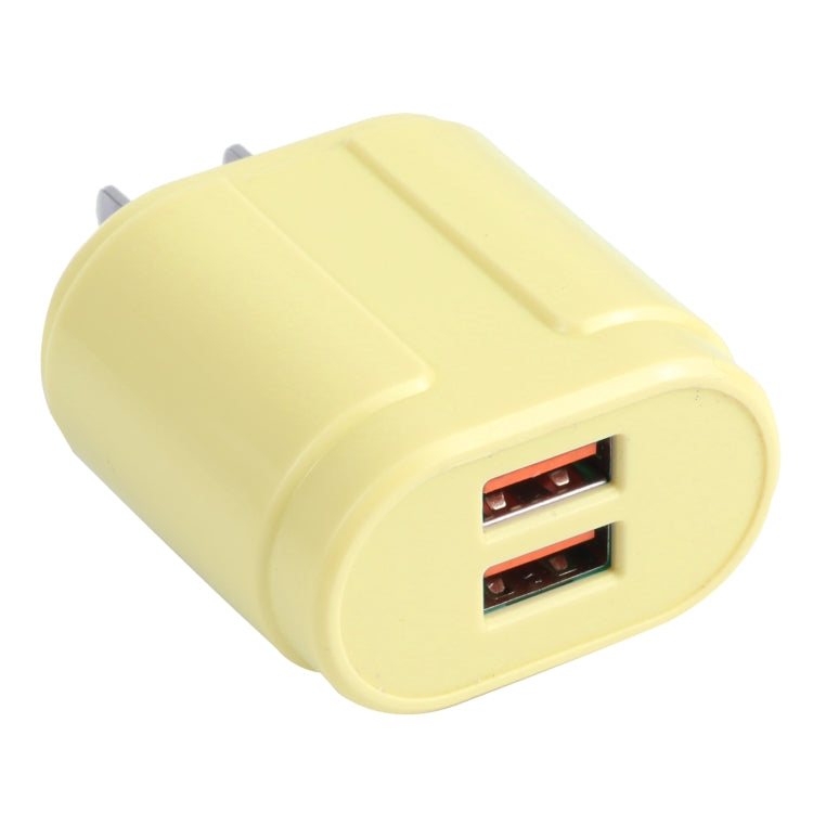 13-22 2.1A Dual USB Makkaroni Reiseladegerät US Stecker (Gelb)