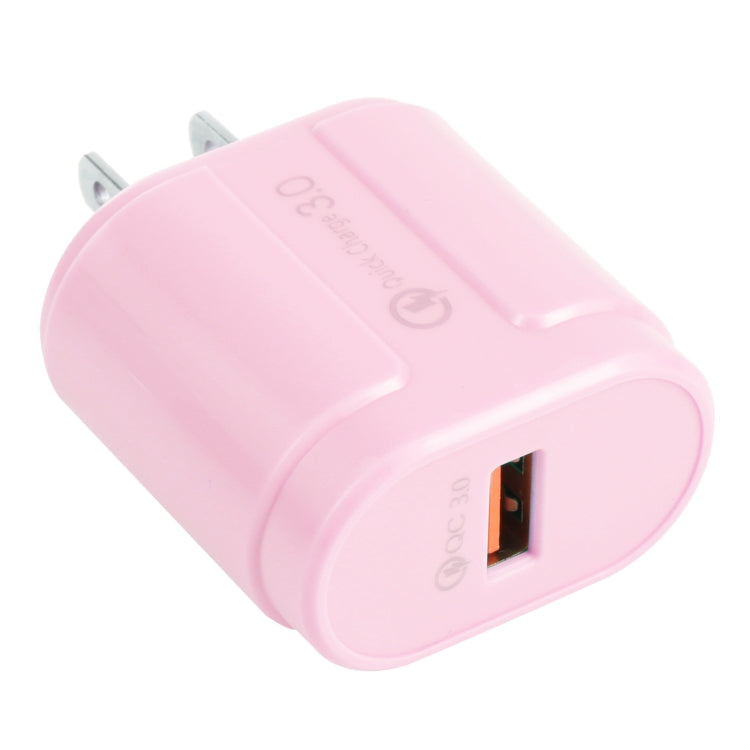 13-3 QC3.0 Un solo interfaz USB Macarons Cargador de Viaje Enchufe de US (Rosa)