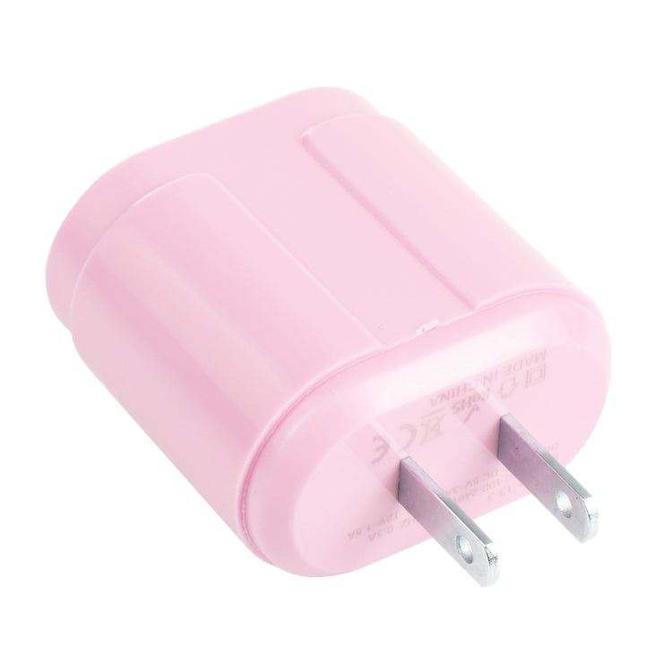 13-3 QC3.0 Single USB Interface Macarons Travel Charger US Plug (Pink)