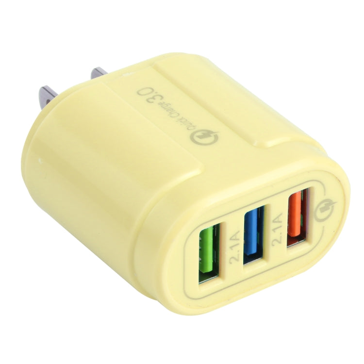 13-222 QC3.0 USB + 2.1A Dual USB Ports Reiseladegerät (Gelb)
