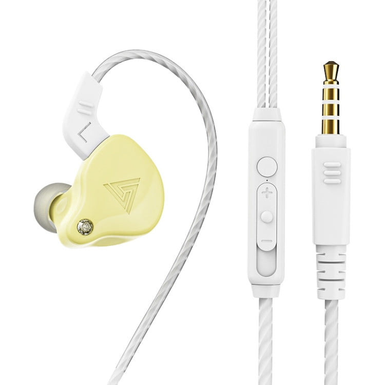 QKZ AK6-X Écouteurs de sport intra-auriculaires avec caisson de basses 3,5 mm avec microphone Longueur du câble : environ 1,2 m (jaune citron)