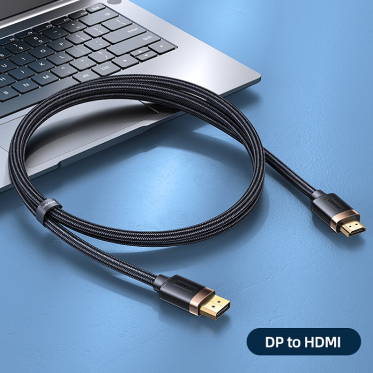 USAMS US-SJ530 U74 DP To HDMI 4K Bright Aluminum Alloy HD Video Audio Cable Cable length: 2m (Black)