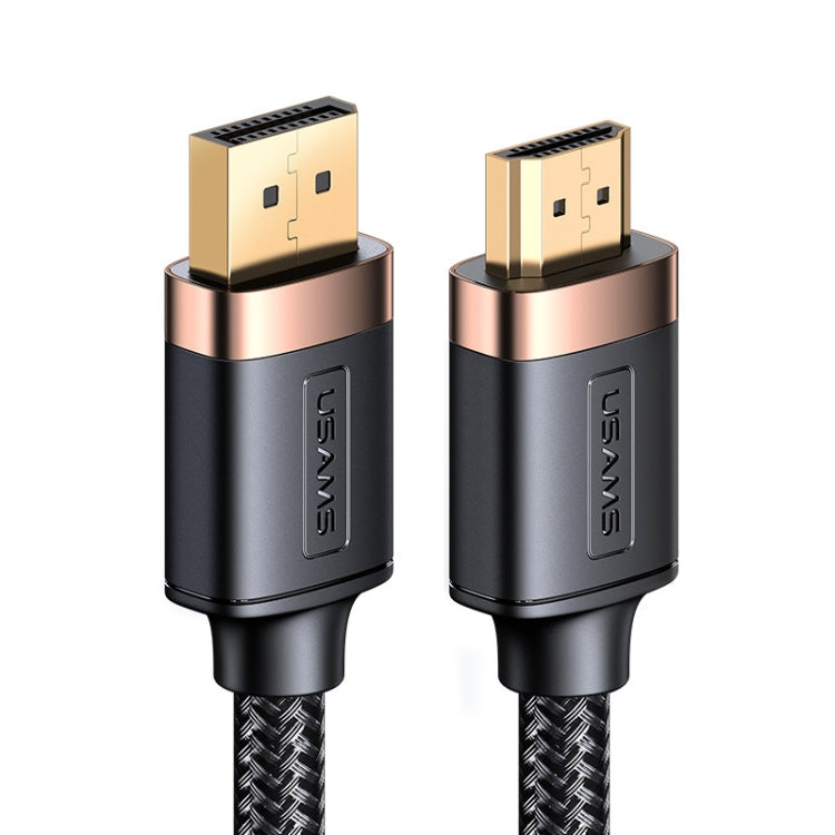 Câble audio vidéo HD USAMS US-SJ530 U74 DP vers HDMI 4K en alliage d'aluminium brillant Longueur du câble : 2 m (noir)