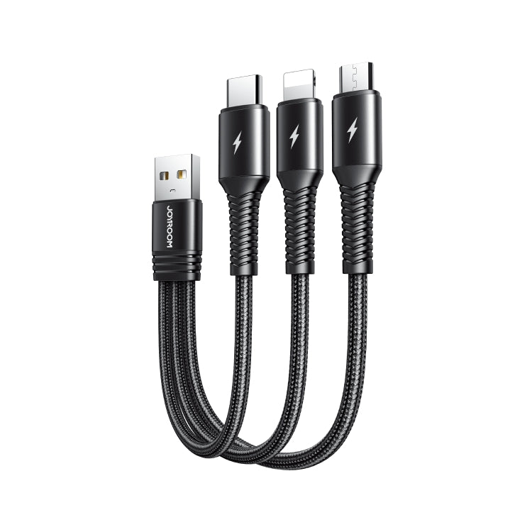 Joyroom S-01530G9 3.5A 3 en 1 USB vers Micro USB + USB-C / Type-C + Câble de charge court 8 broches (Noir)