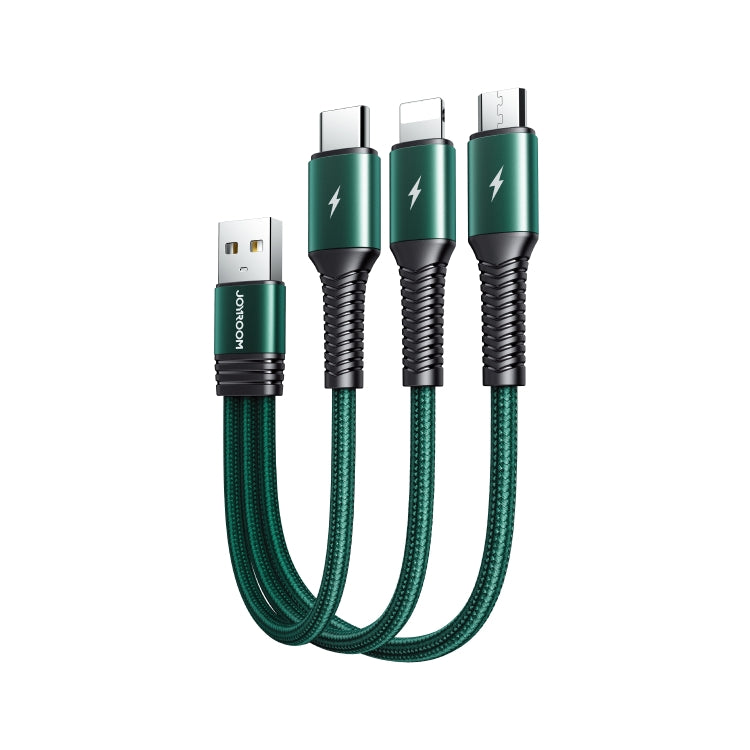 Joyroom S-01530G9 3.5A 3 en 1 USB a Micro USB + USB-C / Tipo-C + 8 PIN Cable de Carga corta (verde)