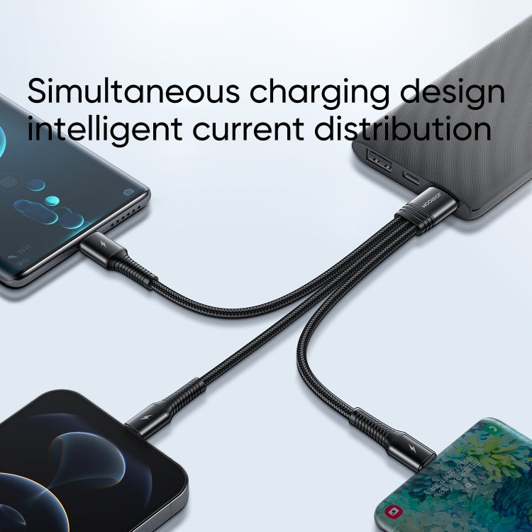 Joyroom S-01530G9 3.5A 3 in 1 USB to Micro USB + USB-C / Type-C + 8 PIN Short Charging Cable (Black)