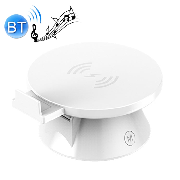 10W Multifunctional Universal Horizontal / Vertical Flash Wireless Charger Bluetooth Speaker with USB Interface (White)