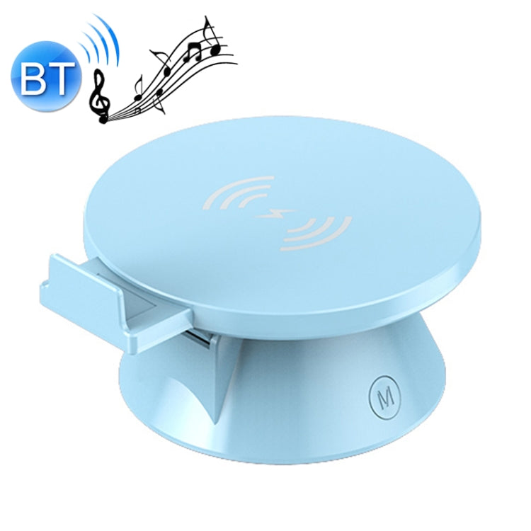 10W Multifunctional Universal Horizontal / Vertical Flash Wireless Charger Bluetooth Speaker with USB Interface (Cyan Blue)
