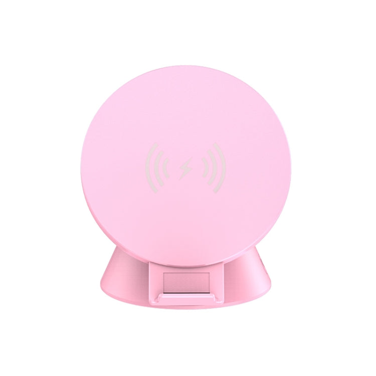 10W Multifunctional Universal Horizontal / Vertical Flash Wireless Charger Bluetooth Speaker with USB Interface (Pink)