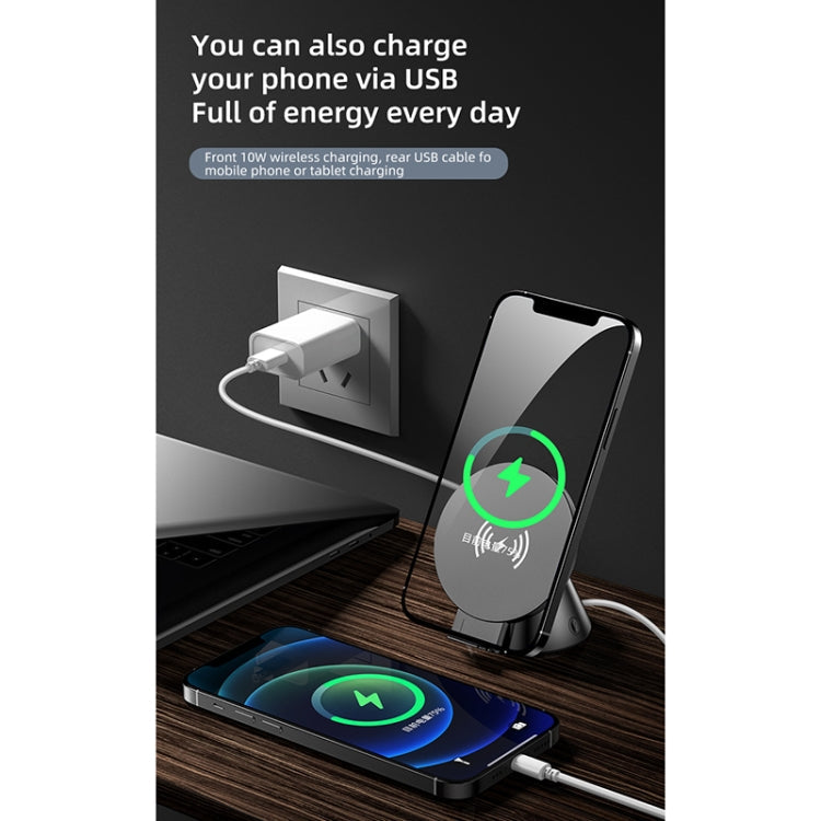 10W Multifunctional Universal Horizontal / Vertical Flash Wireless Charger Bluetooth Speaker with USB Interface (Black)