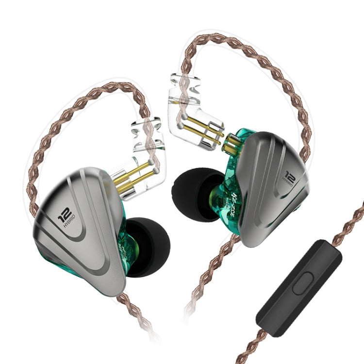 KZ ZSX 12-Unidad Anillo Iron Metal Gaming In-Ear Auriculares con Cable Versión MIC (Cian)