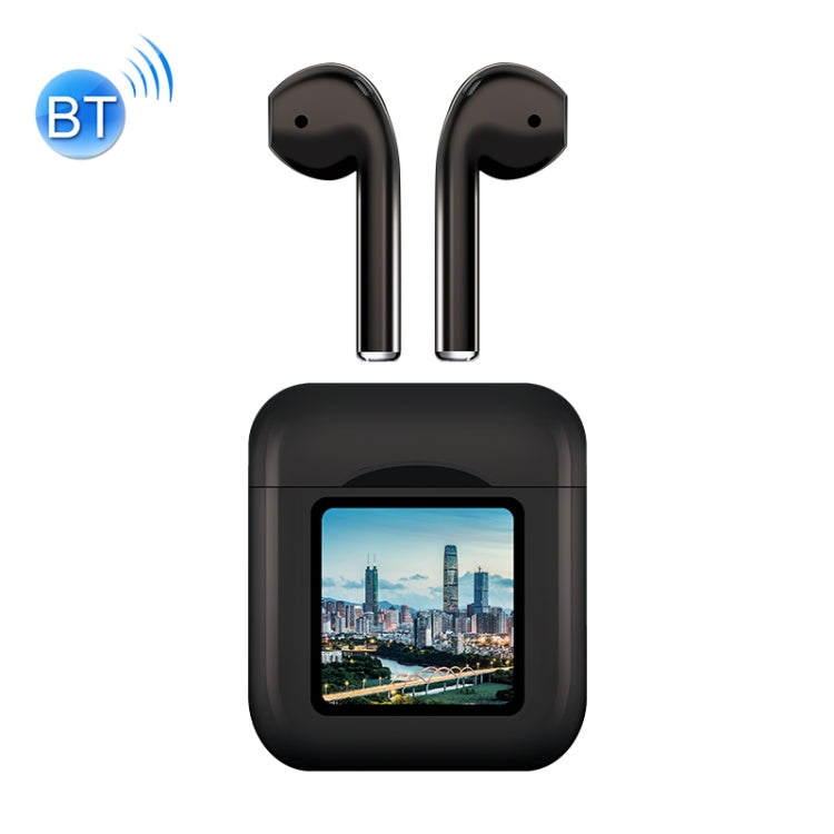 NR-550 LCD Touch Bluetooth Earphone with Charging Box Support Wear and Image Replacement Status Detection and Siri (Black)