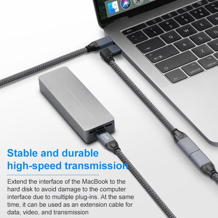 100W USB-C / Type-C Elbow Elbow to USB-C / Type-C Female Function Data Extension Cable Cable length: 0.5m