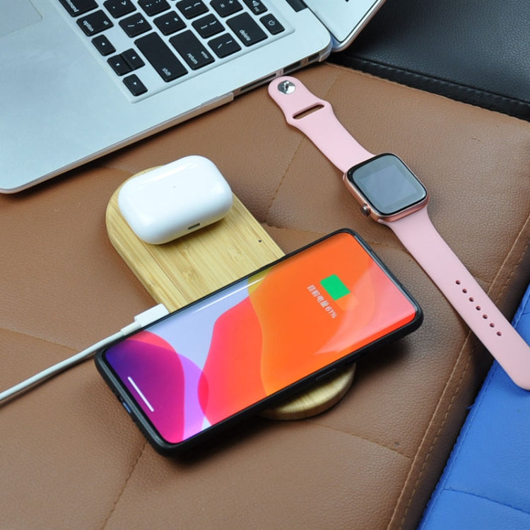 2 in 1 Multifunction Wooden Wireless Charging Wireless Charger for iPhone and iWatch Airpods (Light Wood)