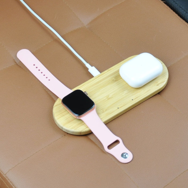 2 in 1 Multifunktions-Holzkabelloses kabelloses Ladegerät für iPhone und iWatch Airpods (helles Holz)