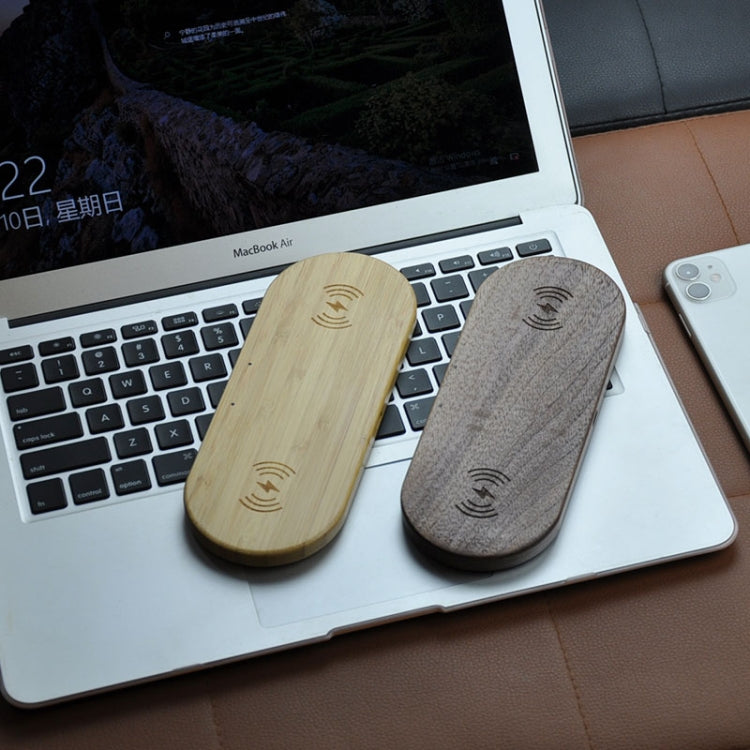 2 en 1 Cargador Inalámbrico de Carga Inalámbrica de madera Multifunción para iPhone y iWatch Airpods (madera clara)