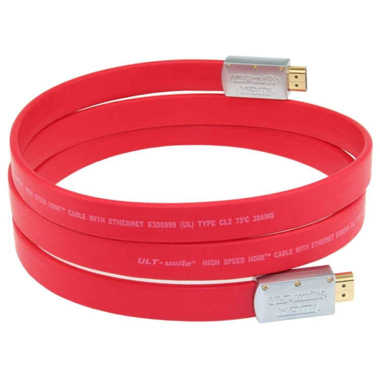 Uld-Unite 4K Ultra HD chapado en Oro HDMI a Cable plano HDMI longitud del Cable: 3M (Rojo)