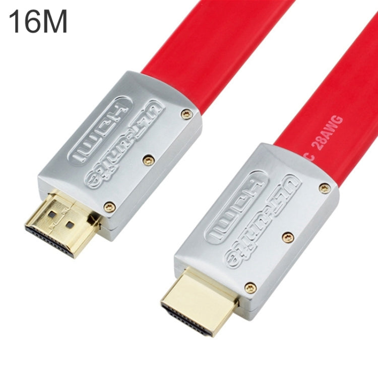 Câble plat Uld-Unite 4K Ultra HD plaqué or HDMI vers HDMI Longueur du câble : 16 m (rouge)