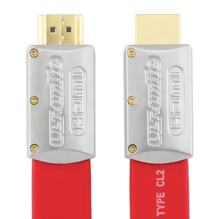 Câble plat HDMI vers HDMI plaqué or Ult-Unite 4K Ultra HD Longueur du câble : 18 m (rouge)