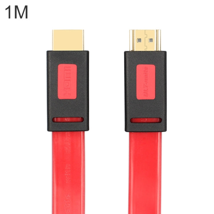Uld-Unite 4K Ultra HD chapado en Oro HDMI a Cable plano HDMI longitud del Cable: 1m (Rojo transparente)