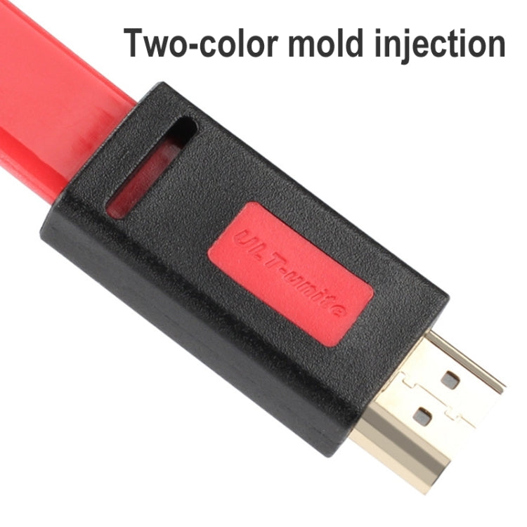 Uld-Unite 4K Ultra HD chapado en Oro HDMI a Cable plano HDMI longitud del Cable: 1m (Rojo transparente)