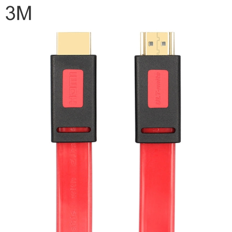 Câble plat Uld-Unite 4K Ultra HD plaqué or HDMI vers HDMI Longueur du câble : 3 m (rouge transparent)
