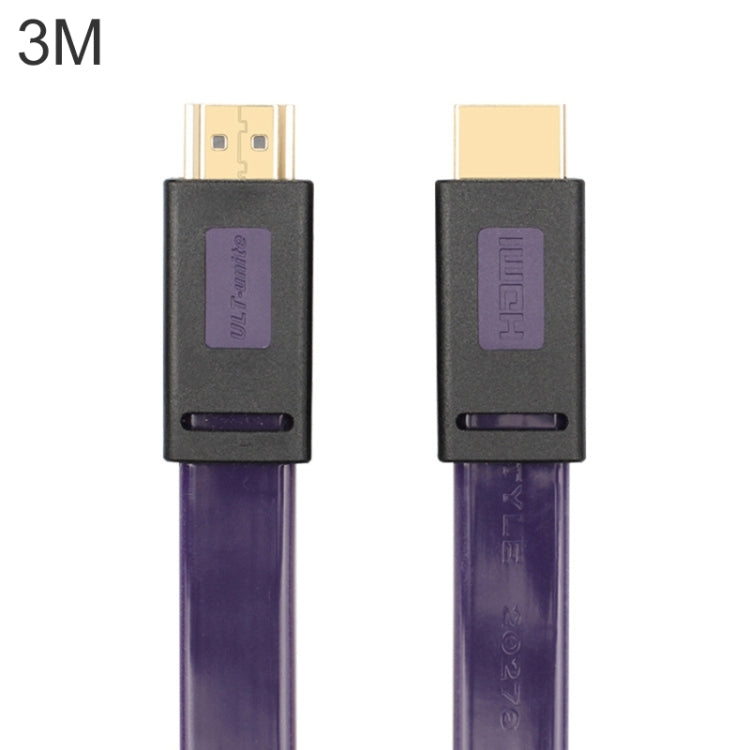 Uld-Unite 4K Ultra HD chapado en Oro HDMI a Cable plano HDMI longitud del Cable: 3M (Morado transparente)
