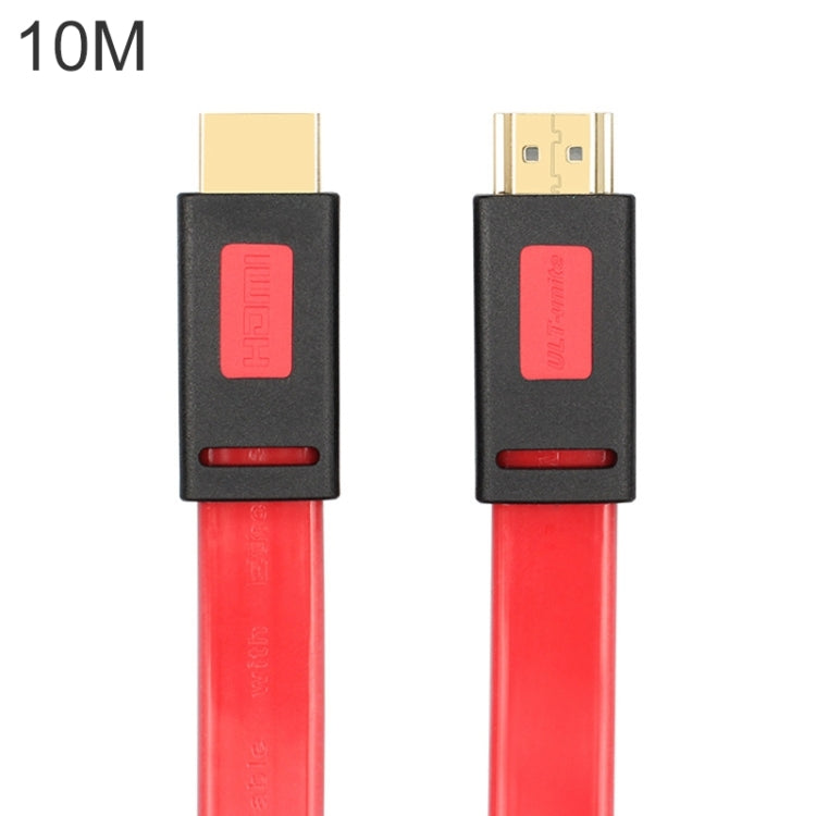 Câble plat Uld-Unite 4K Ultra HD plaqué or HDMI vers HDMI Longueur du câble : 10 m (rouge transparent)