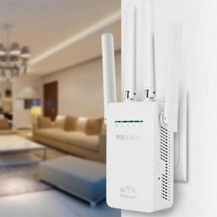 Repetidor de enrutador WiFi inteligente Inalámbrico con 4 Antenas WiFi Especificación de Enchufe: Enchufe de la UE (Blanco)