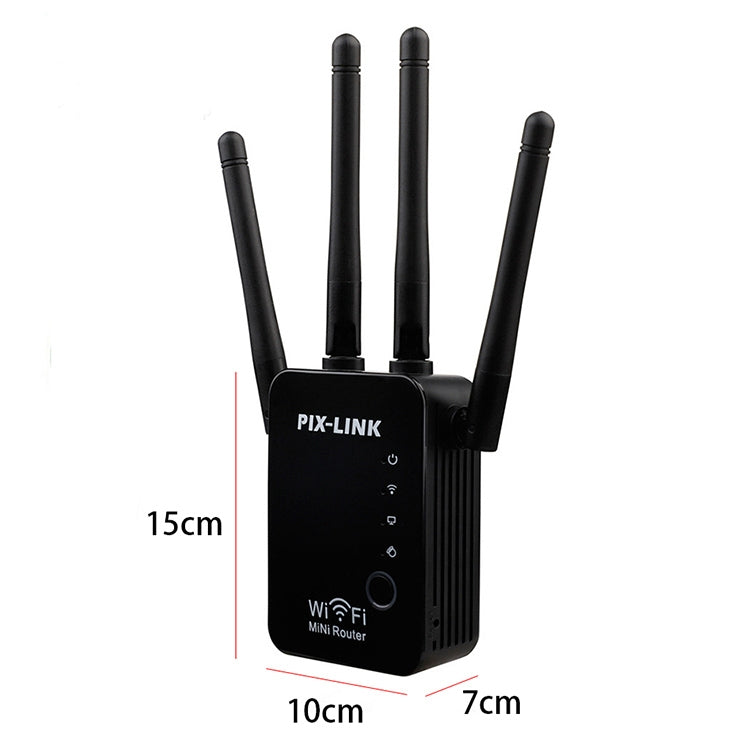 Wireless Smart WiFi Router Repeater with 4 WiFi Antennas Plug Specification: UK Plug (Black)