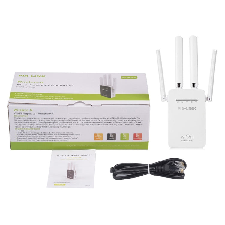 Repetidor de enrutador WiFi inteligente Inalámbrico con 4 Antenas WiFi especificación de Enchufe: Enchufe británico (Blanco)