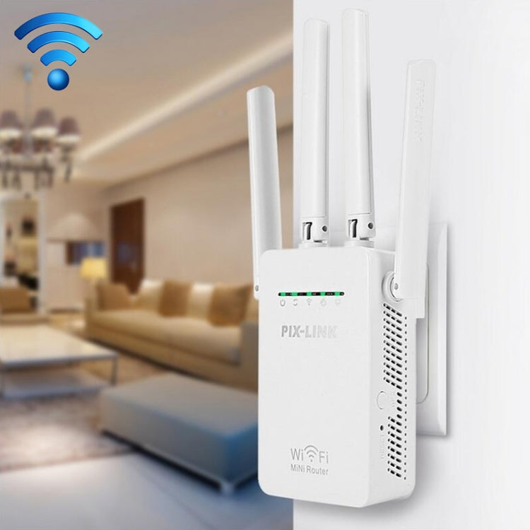 Wireless Smart WiFi Router Repeater with 4 WiFi Antennas Plug Specification: UK Plug (White)