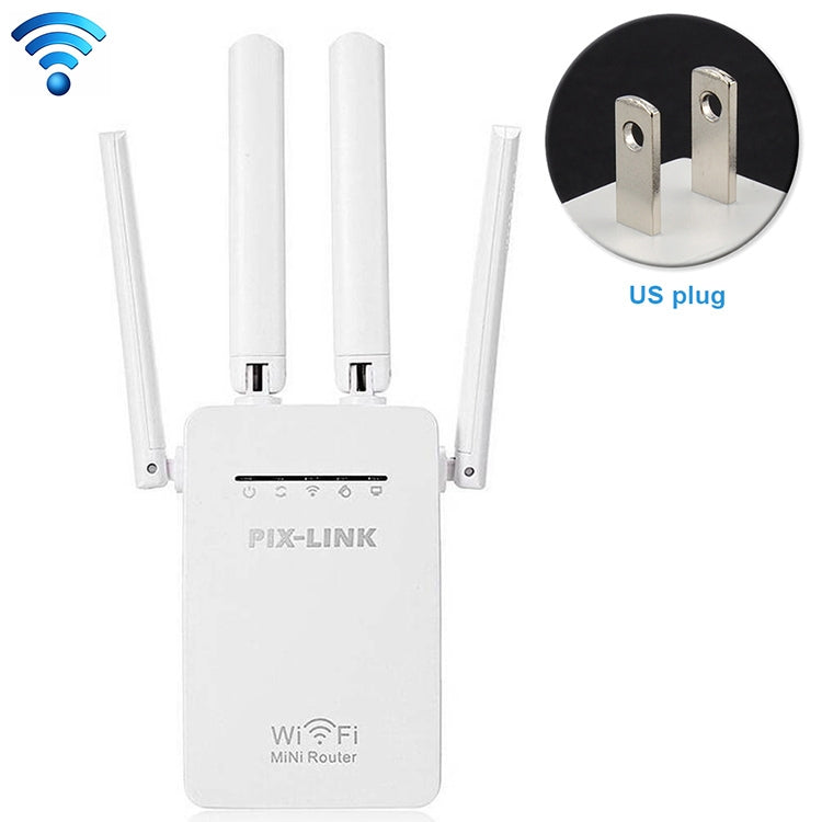 Wireless Smart WiFi Router Repeater with 4 WiFi Antennas Plug Specification: US Plug (White)
