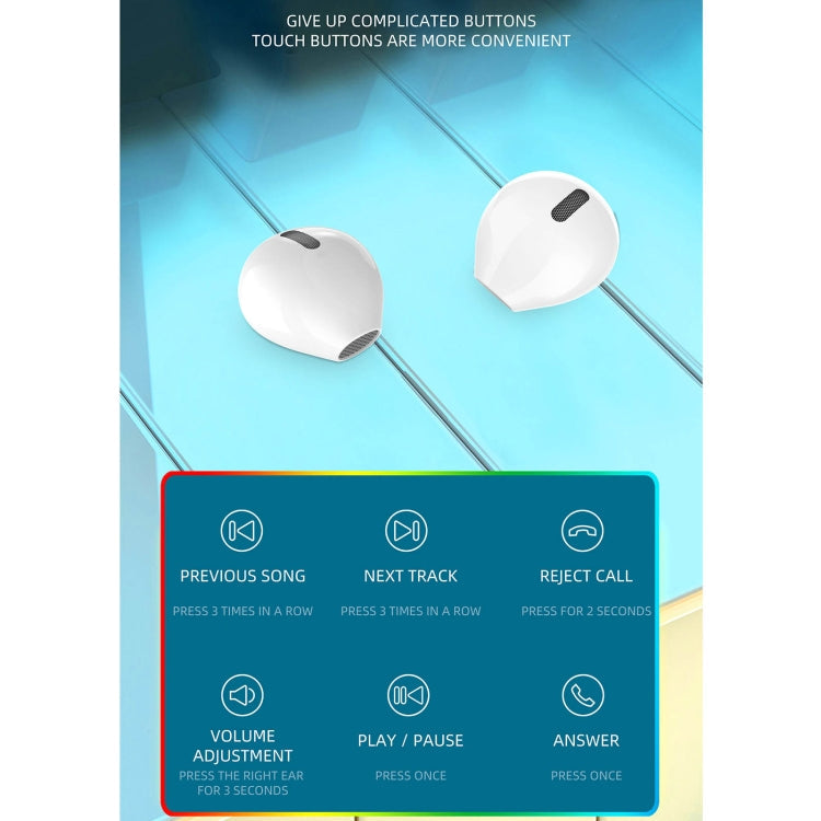 X6WS Mini Noise Reduction Digital Display TWS Wireless Bluetooth Earphone (White)