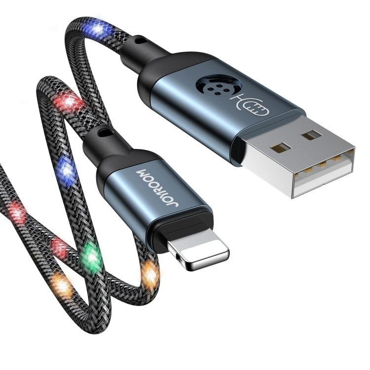 Joyroom S-1230N16 2.4A Cable de Datos USB a 8 PIN con Control LED de Control de voz Longitud del Cable: 1.2m (Gris)