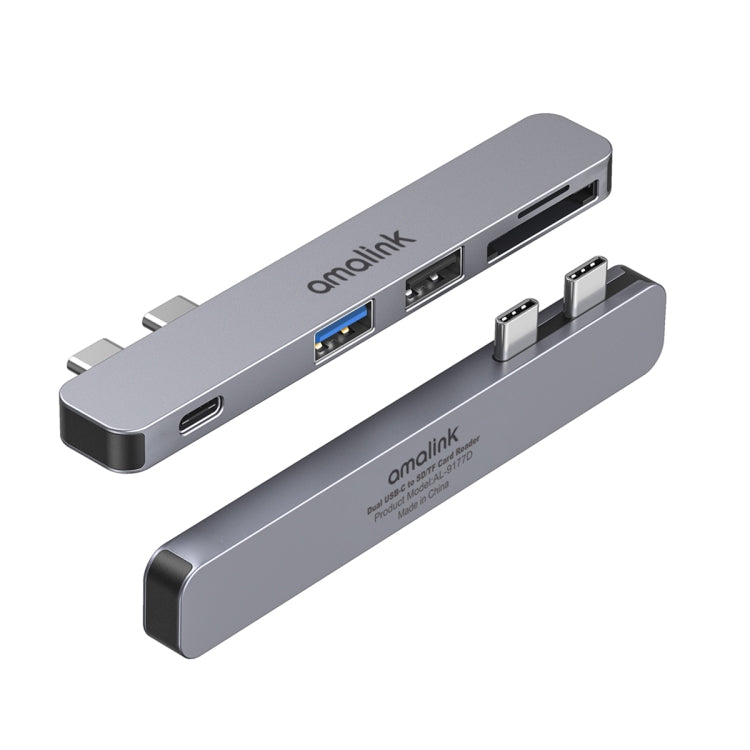 Amalink 9177D Dual TYPE-C / USB-C to SD / TF Card Reader (Gray)