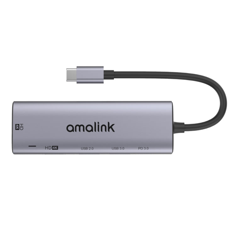 amalink 95126 Type-C / USB-C vers Double HDMI + 2 Ports USB + Hub Multifonction PD 3.0 (Gris)