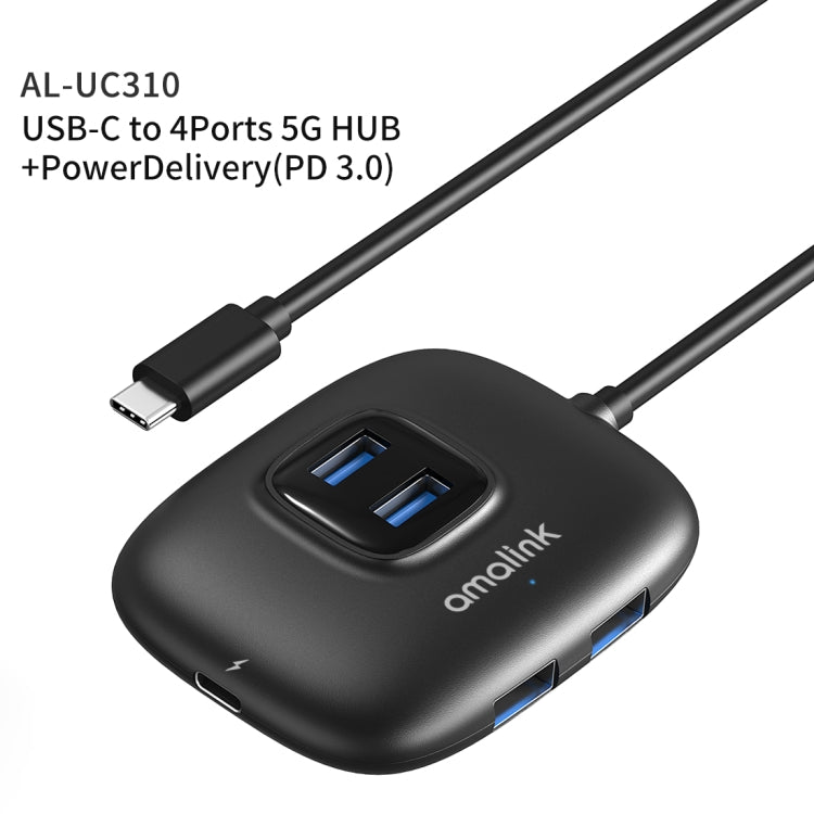 Amalink UC310 Type-C / USB-C to 4-Port USB Multifunction Hub (Black)