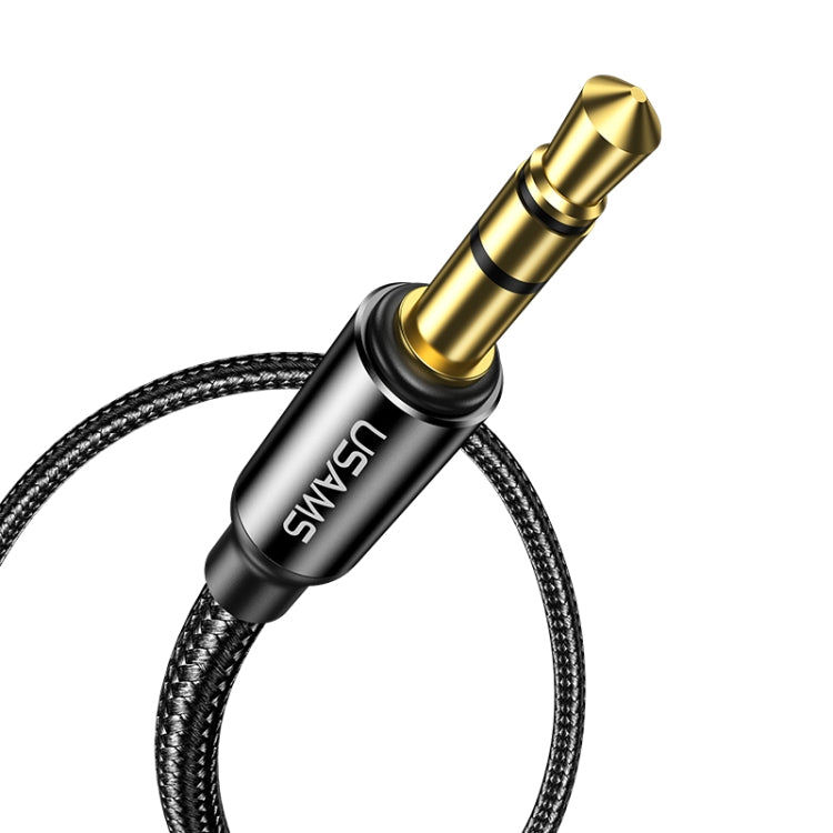 USAMS US-SJ557 3.5mm a 3.5 mm Cable de Audio de ángulo recto (Negro)