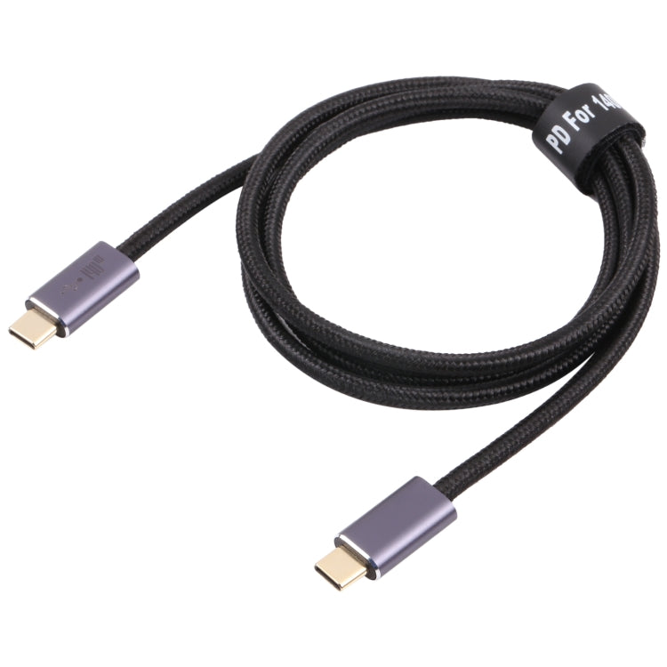 140W USB 2.0 USB-C / Typ-C Stecker auf USB-C / TYPE-C Stecker geflochtenes Datenkabel Kabellänge: 1,5m (Schwarz)