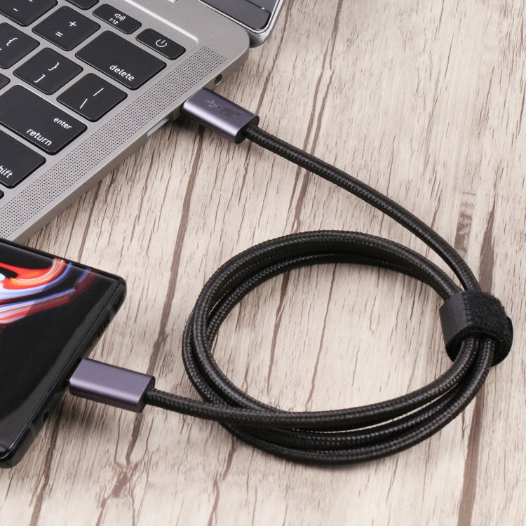 140W USB 2.0 USB-C / Type-C Male to USB-C / TYPE-C Male Braided Data Cable Cable length: 1.5m (Black)