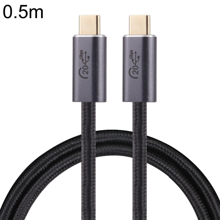 Câble de données tressé 20GBPS USB 3.2 USB-C / TYPE-C mâle vers USB-C / Type C mâle Longueur du câble: 0,5 m (noir)