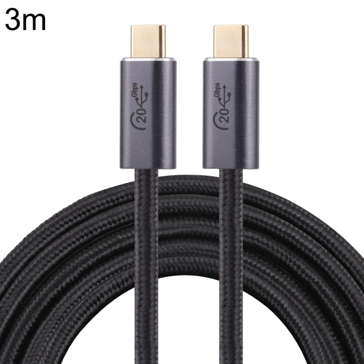 20GBPS USB 3.2 USB-C / Tipo-C Macho a USB-C / Tipo C Cable de datos trenzados masculinos longitud del Cable: 3M (Negro)