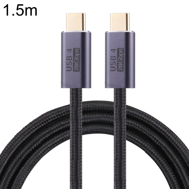 20GBPS USB 4 USB-C / Tipo-C Macho a USB-C / Tipo C Cable de datos trenzados masculinos longitud del Cable: 1.5m (Negro)
