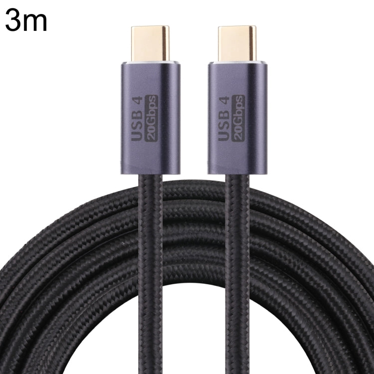 20Gbps USB 4 USB-C / Tipo-C Macho a USB-C / Tipo C / Tipo C Cable de datos trenzados longitud del Cable: 3M (Negro)