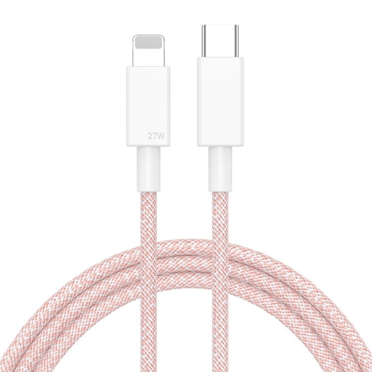 27W PD USB-C / Type-C TO 8 PIN Fast Charging Data Cable Cable length: 1m (Pink)