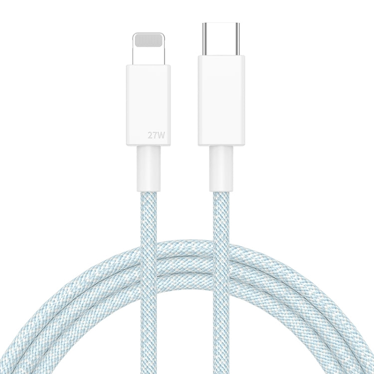 27W PD USB-C / Type C to 8 PIN Braided Fast Charging Data Cable Cable length: 1m (Blue)