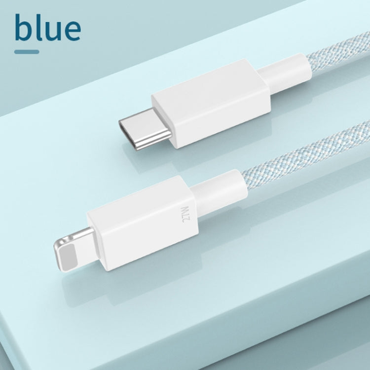 27W PD USB-C / Tipo C a 8 PIN Cable de Datos trenzados de Carga Rápida longitud del Cable: 1m (Azul)