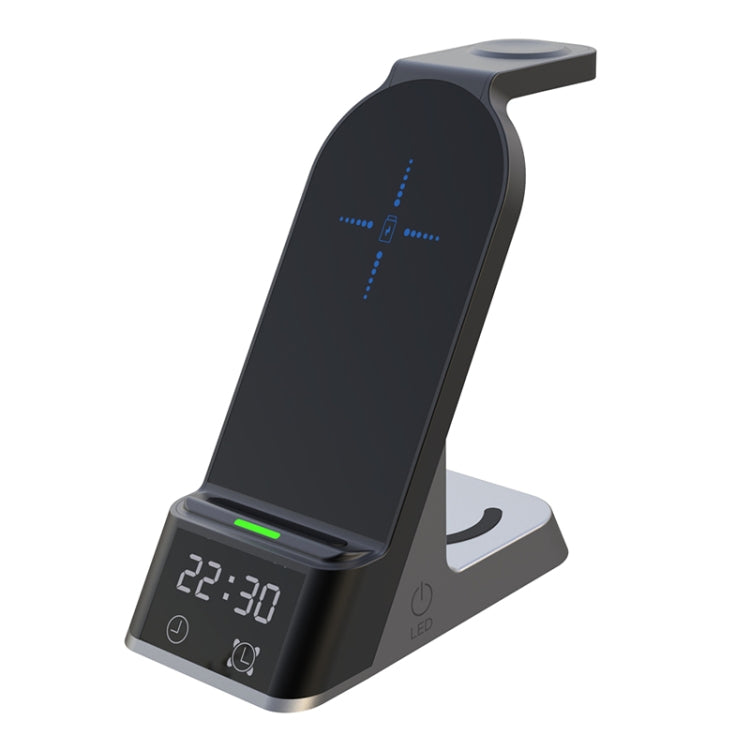 H36 6 en 1 15W Réveil Numérique Magsafe Chargeur Sans Fil Magnétique pour Téléphones Mobiles / Airpods / Iwatch
